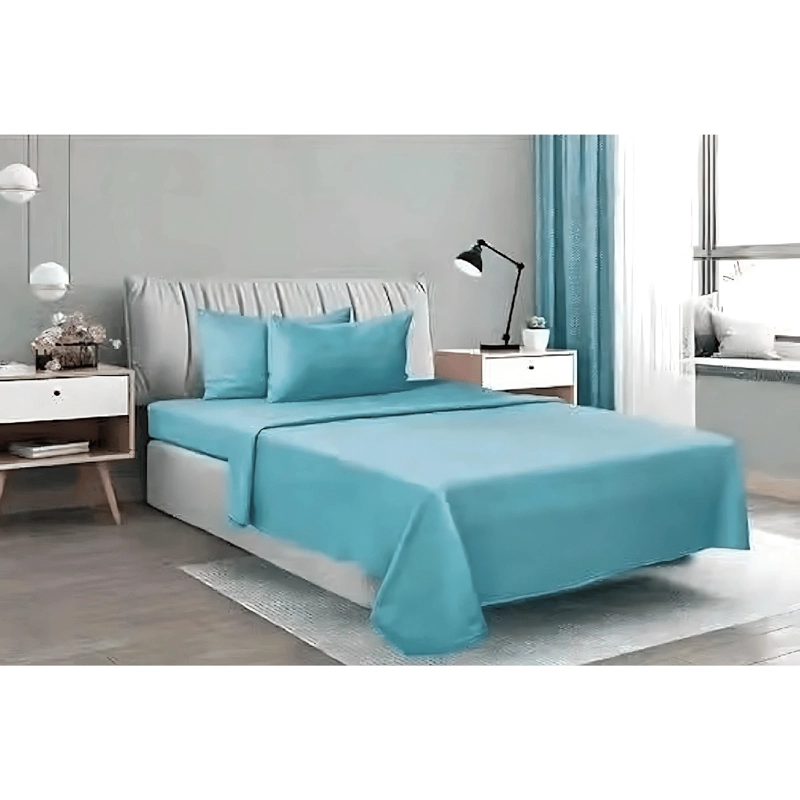 SABANAS 2 PLAZAS ELASTICADA 4 PIEZAS POLAR 144 HILOS TURQUESA - 4