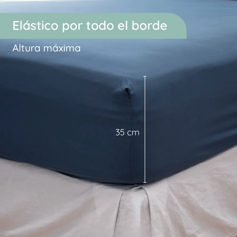 SABANAS 2 PLAZAS MICROFIBRA 300 HILOS AZUL MARINO - 5
