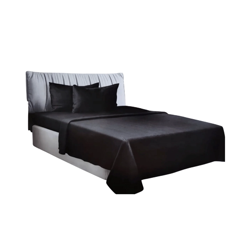 SABANAS 2 PLAZAS ELASTICADA 4 PIEZAS POLAR 144 HILOS NEGRO - 1