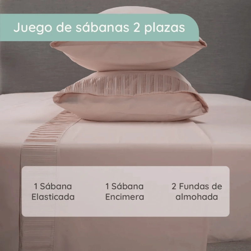 SABANAS 2 PLAZAS MICROFIBRA 300 HILOS ROSADO - 5