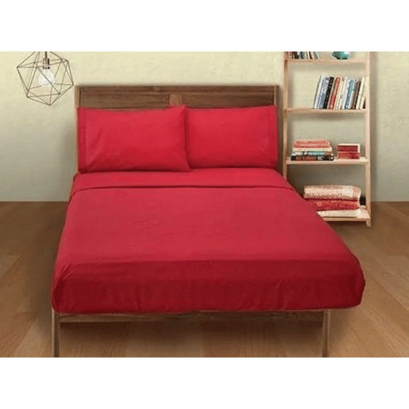 SABANAS 2 PLAZAS 4 PIEZAS POLAR 144 HILOS ROJO - 2