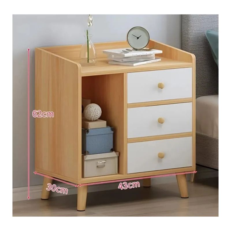 VELADOR 2 NIVELES 3 CAJONES MADERA 43X30X62 CM MARRON - 5
