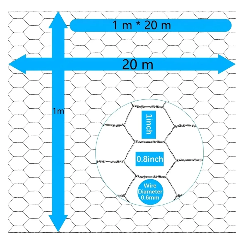TEJIDO MALLA EXAGONAL GALLINERA ACERO INOXIDABLE 1X20 MTS - 4