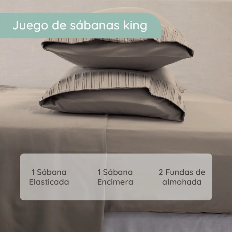 SABANAS COLCHON KING MICROFIBRA 300 HILOS BEIGE - 2