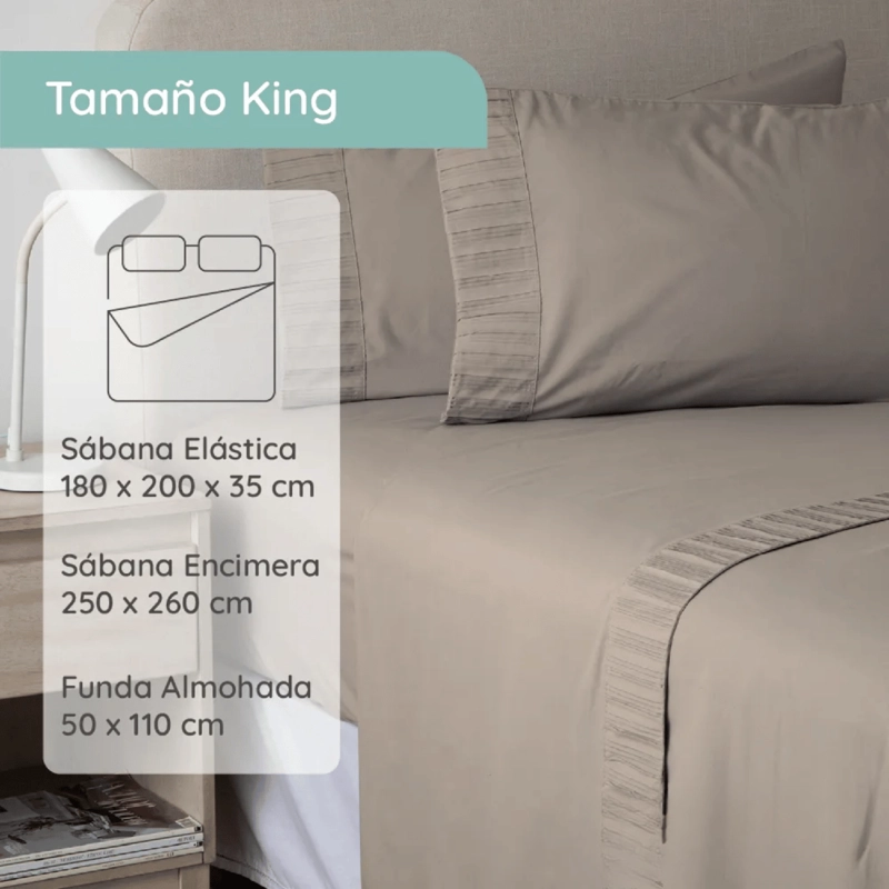 SABANAS COLCHON KING MICROFIBRA 300 HILOS BEIGE - 5