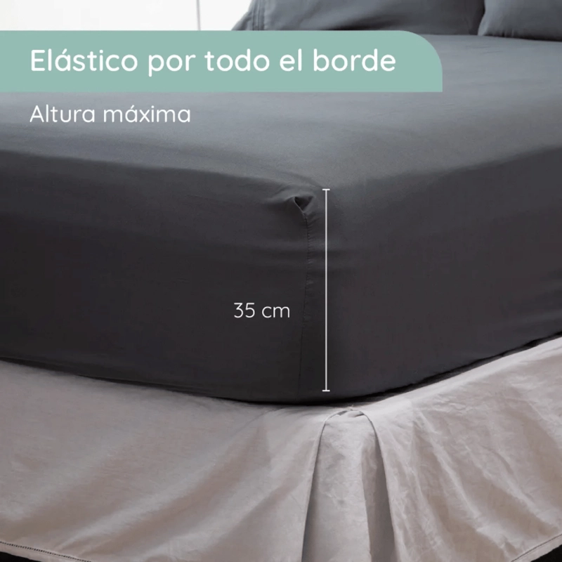 SABANAS COLCHON KING MICROFIBRA 300 HILOS GRIS OSCURO - 4