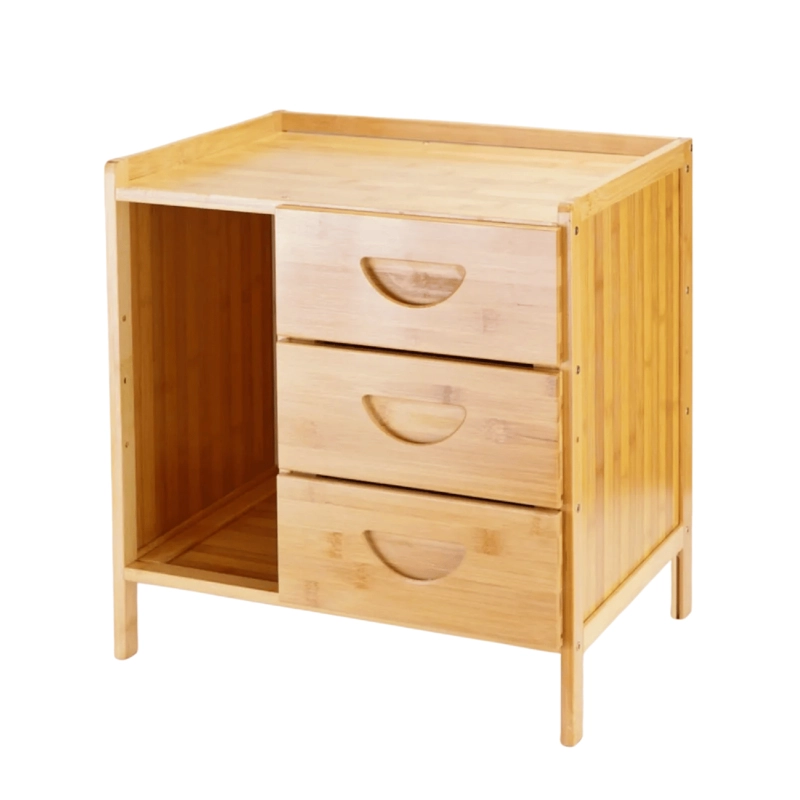 VELADOR 3 CAJONES MESA 45X42X31 CM BAMBU - 1