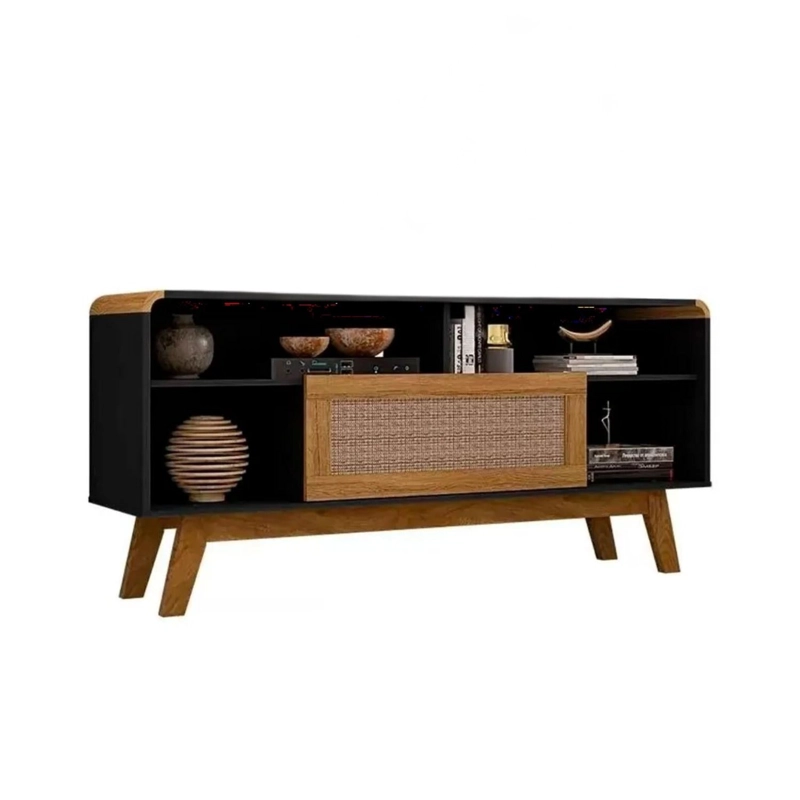 RACK ESTANTE TV 55 LAZULI 136X36X64 CM NEGRO - 1