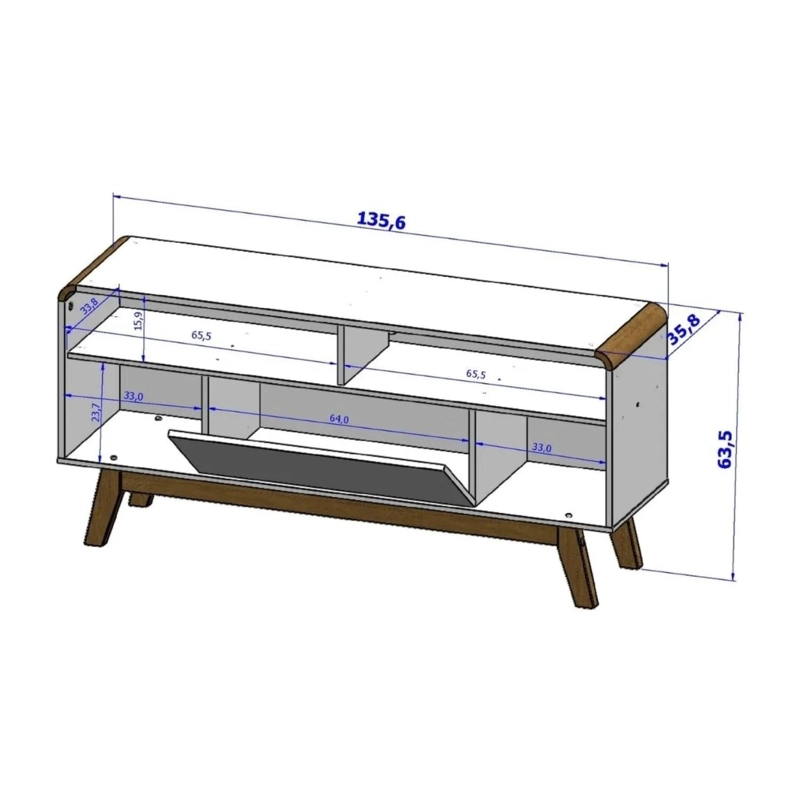 RACK ESTANTE TV 55 LAZULI 136X36X64 CM NEGRO - 4