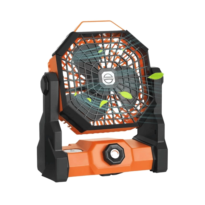 VENTILADOR PORTATIL CAMPING RECARGABLE 5 WATT NARANJA - 1