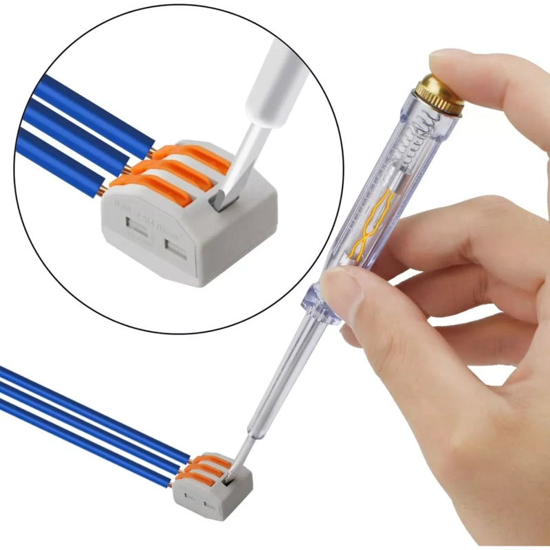 SET 100 PIEZAS CONECTORES ELE CTRICOS CABLE COMPACTO 20X13.5X4 CM GRIS - 4