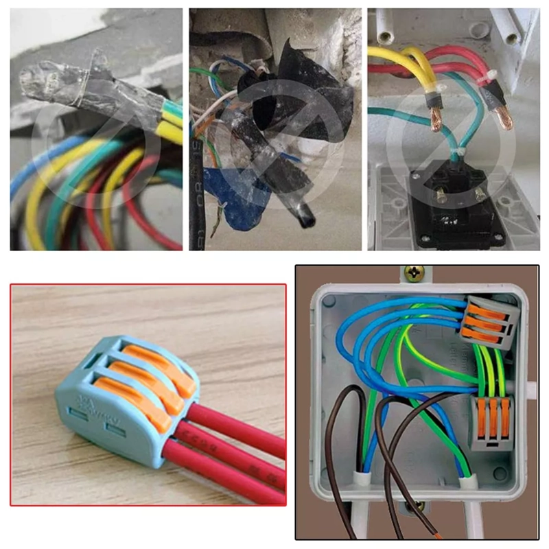 SET 100 PIEZAS CONECTORES ELE CTRICOS CABLE COMPACTO 20X13.5X4 CM GRIS - 6