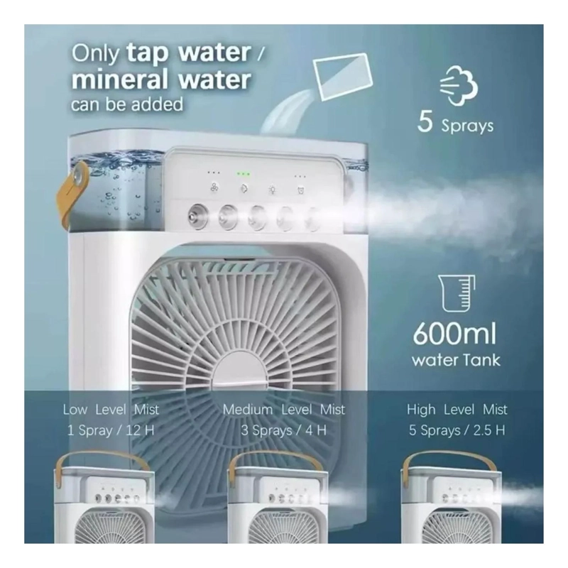 VENTILADOR HUMIFICADOR AIRE FRIO ESCRITORIO 600 ML - 4