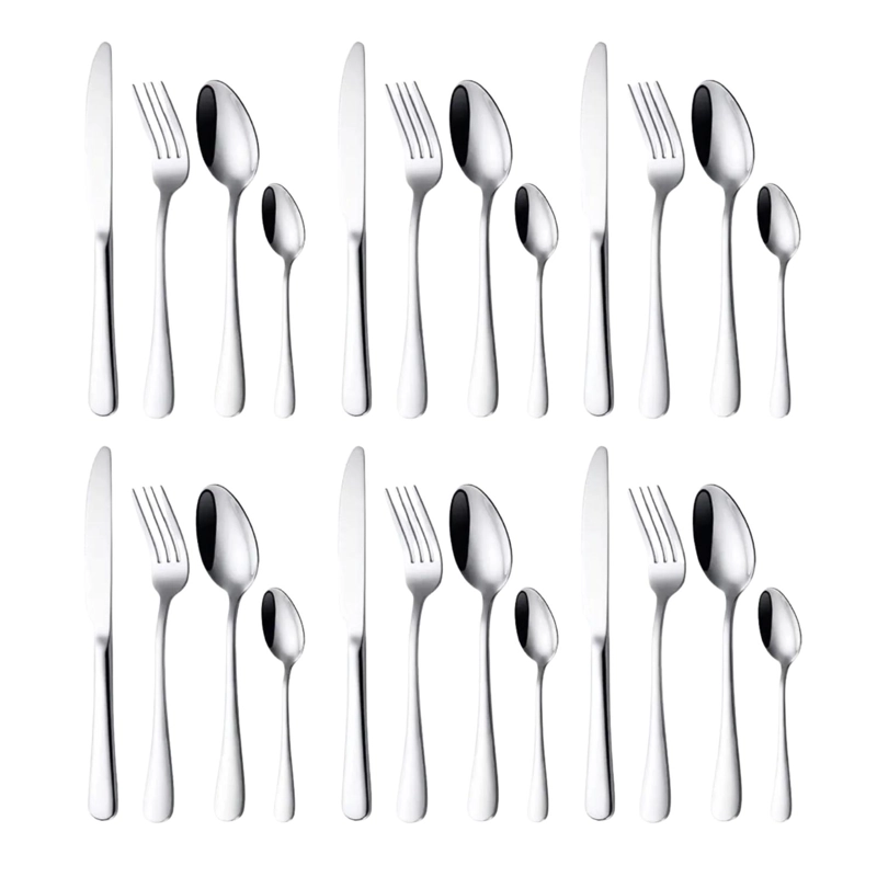 SET 16 CUBIERTOS CUCHILLO TENEDOR CUCHARA ACERO INOXIDABLE - 2