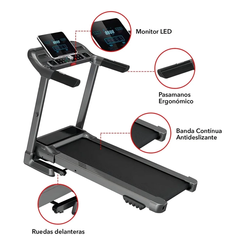 TROTADORA CAMINADORA DEPORTIVA ELE CTRICO PRO MULTIFUNCION 2.5 HP 130 KG - 3
