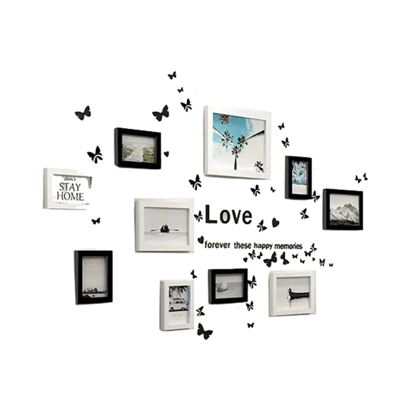 SET 10 MARCOS PARED FOTOS DECORATIVAS PEGATINAS NEGRO - 1