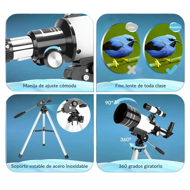 TELESCOPIO ASTRONOMICO 70/300MM 150X SOPORTE CELULAR GRIS - 5