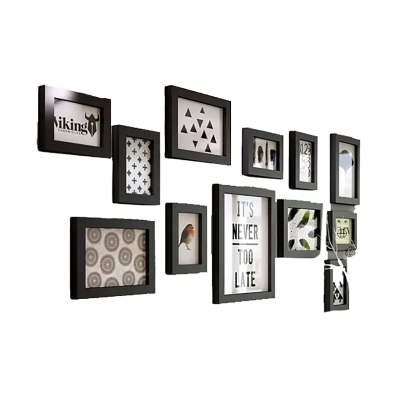 SET 12 MARCOS PARED FOTOS DECORATIVAS NEGRO - 1