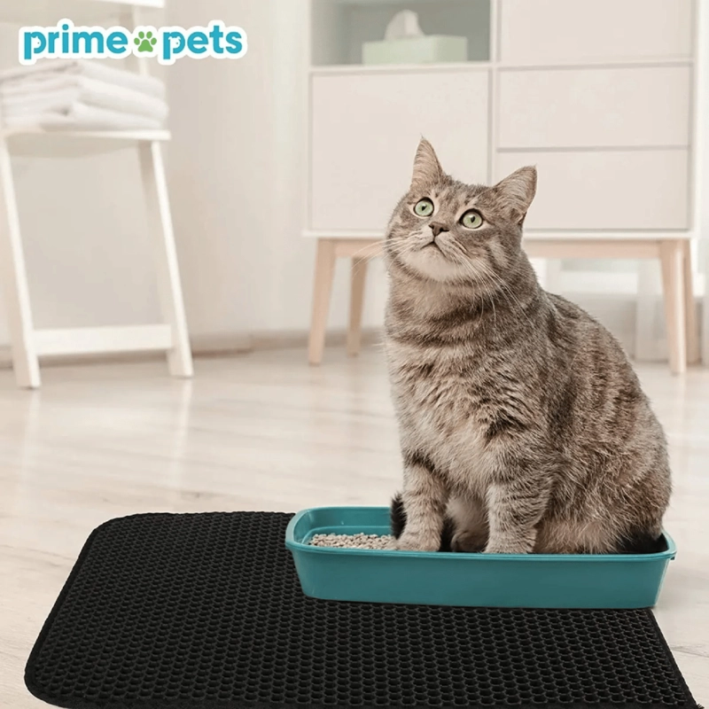 TAPETE ALFOMBRA ATRAPA ARENA MASCOTA GATOS 45X60X3 CM NEGRO - 6