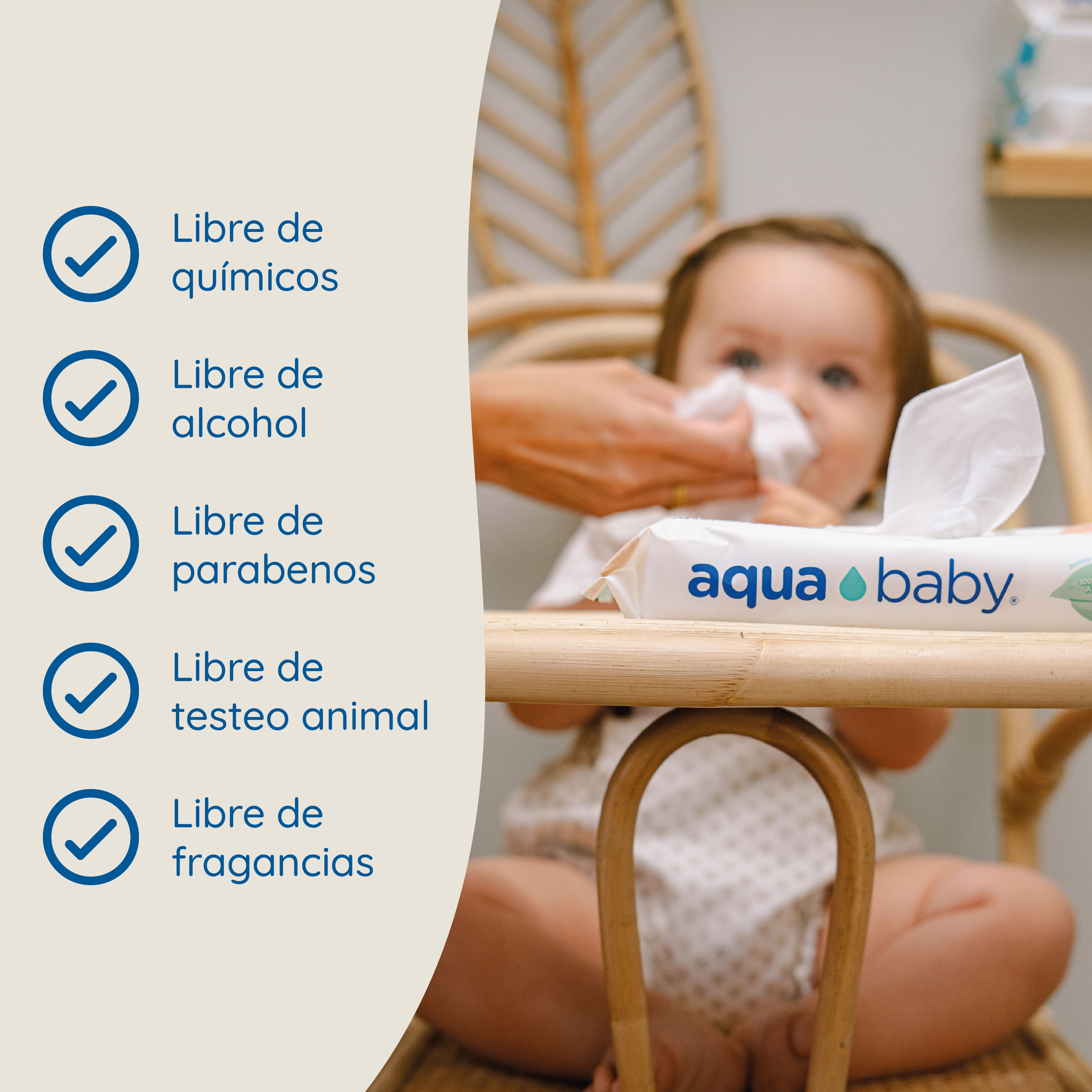 CAJA 12 TOALLITAS HÚMEDAS BIODEGRADABLES AQUA BABY 60 UNIDADES - 4