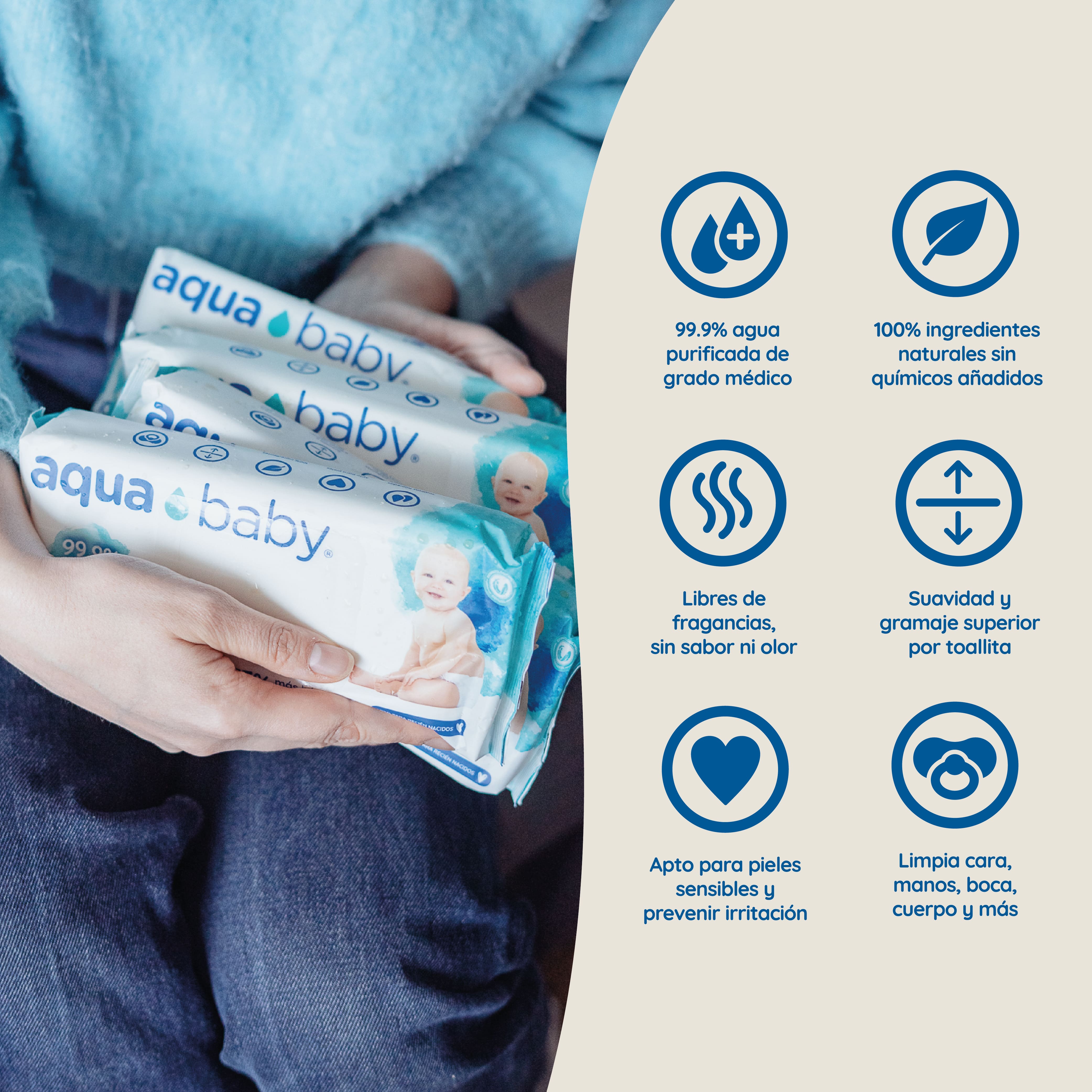 CAJA 12 TOALLITAS HÚMEDAS AQUA BABY 60 UNIDADES - 3
