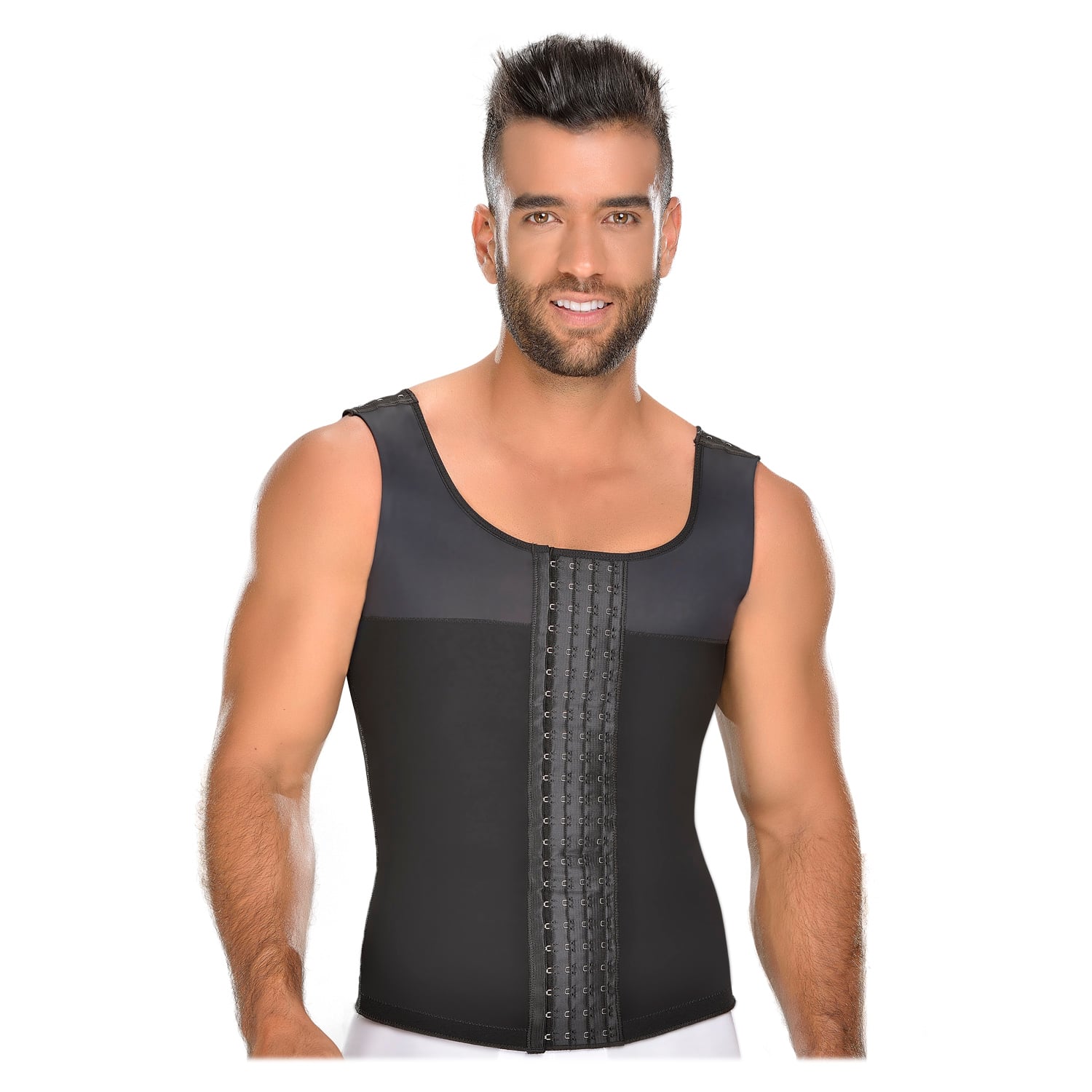 FAJA COLOMBIANA HOMBRE CHALECO NEGRA CORRECTOR POSTURA CHN-0060 MYD - PAOPINK - 1