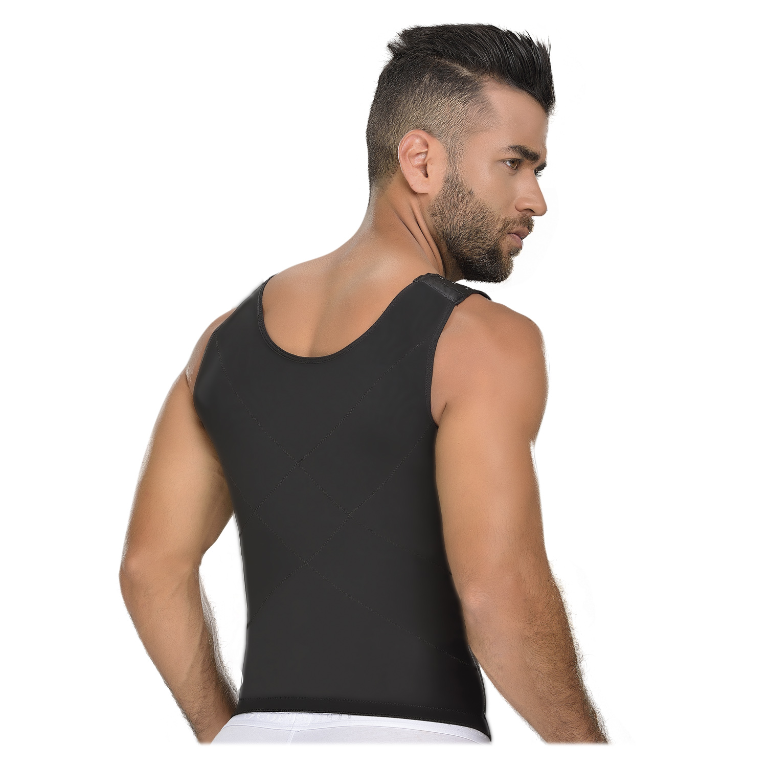 FAJA COLOMBIANA HOMBRE CHALECO NEGRA CORRECTOR POSTURA CHN-0060 MYD - PAOPINK - 2