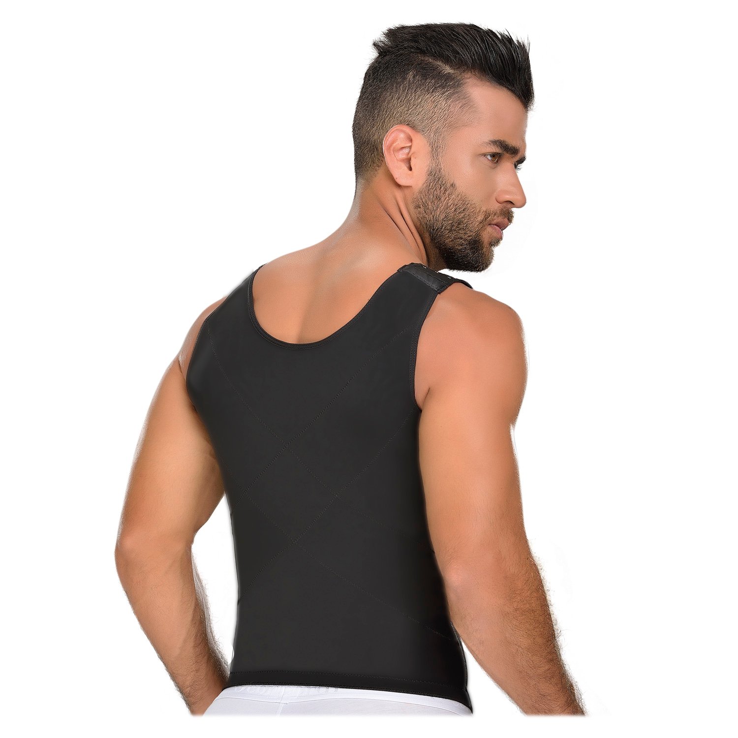 FAJA COLOMBIANA HOMBRE CHALECO NEGRA CORRECTOR POSTURA CHN-0060 MYD - PAOPINK - 2