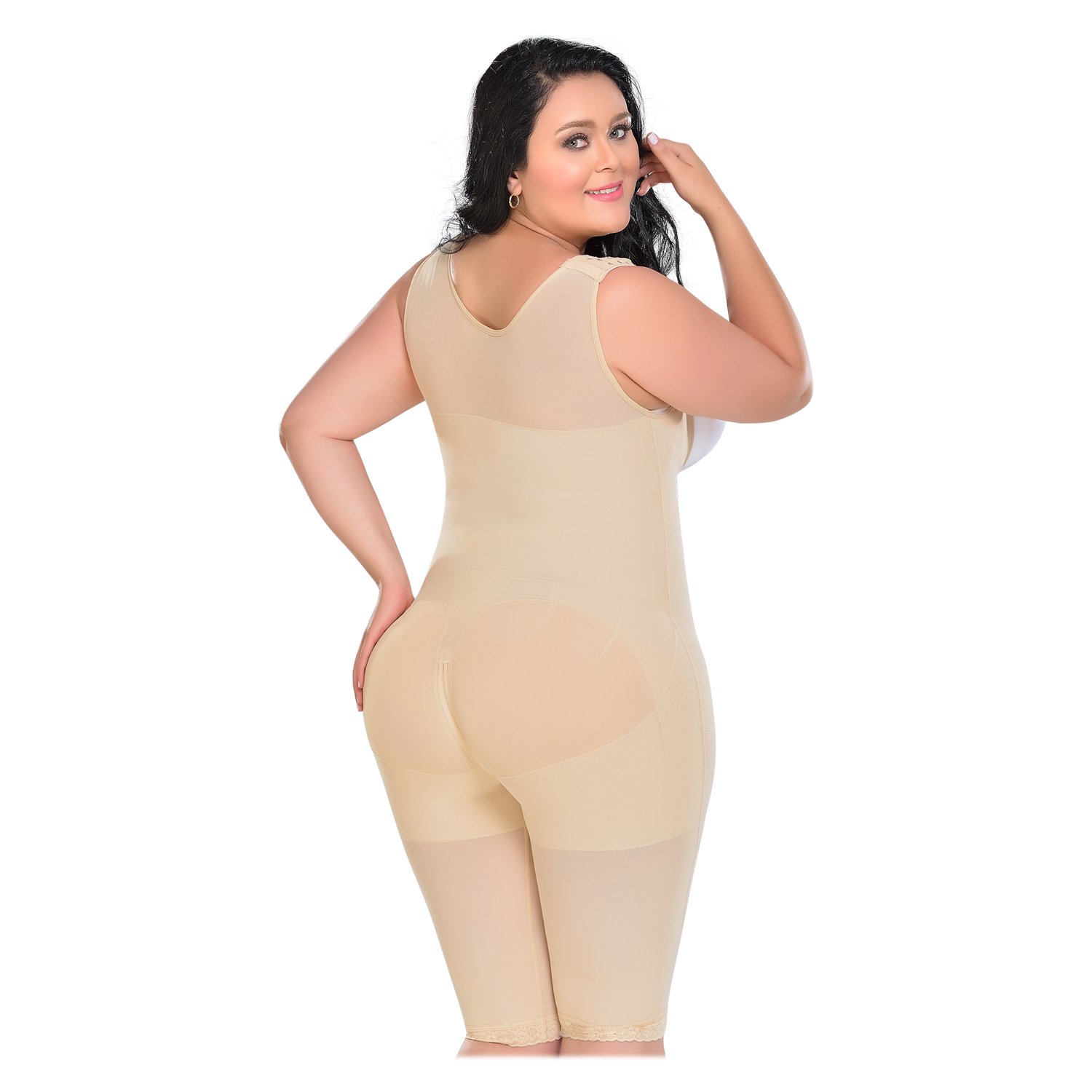 FAJA LARGA COLOMBIANA 2 HILERAS DE BROCHES CON BRETEL GRUESO F-0075 MYD - BEIGE - 2XL - 2