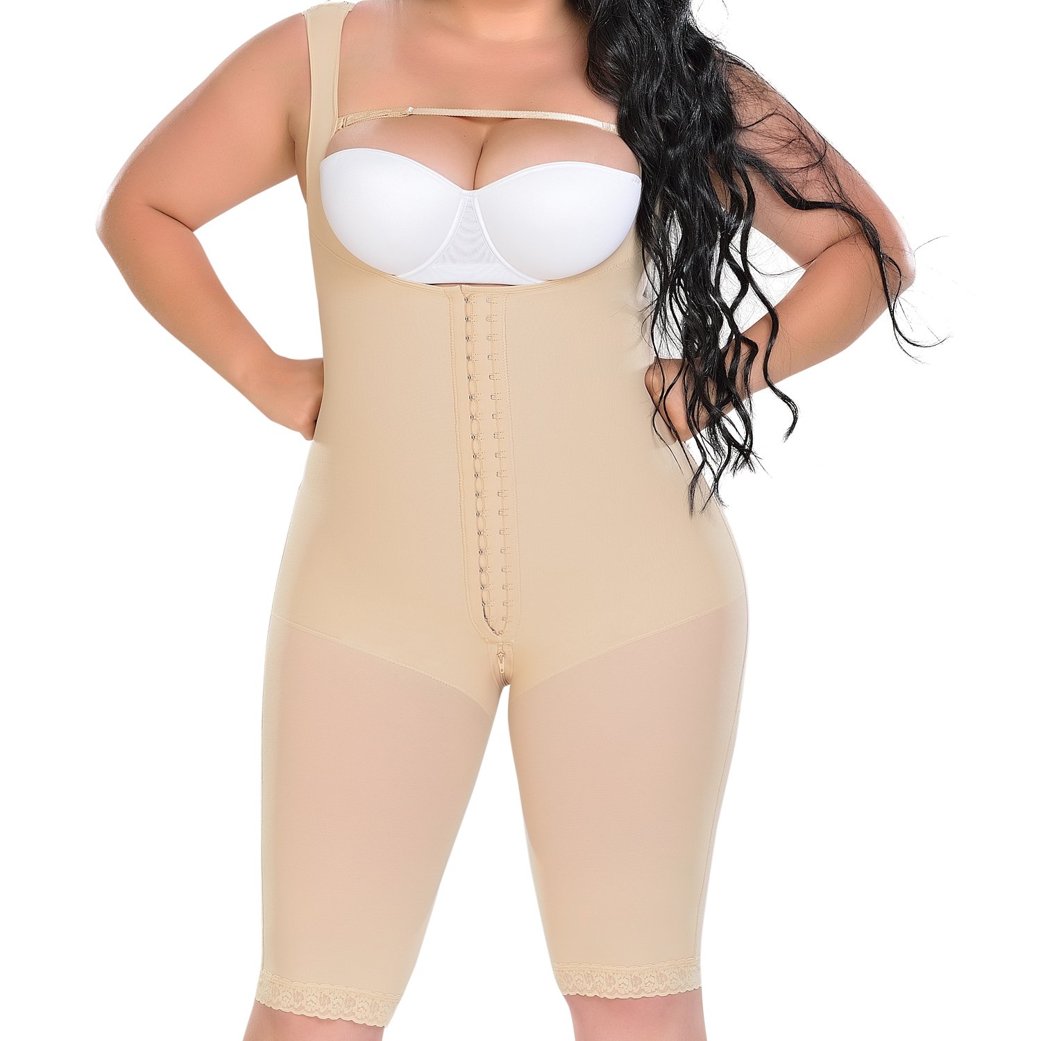 FAJA LARGA COLOMBIANA 2 HILERAS DE BROCHES CON BRETEL GRUESO F-0075 MYD - BEIGE - 2XL - 3