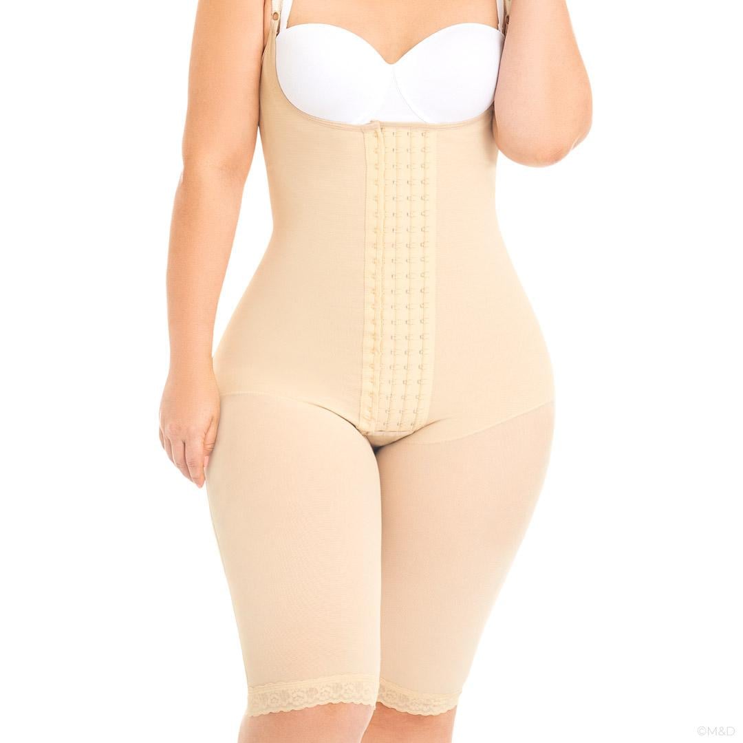 FAJA LARGA COLOMBIANA CON 4 HILERAS DE BROCHES Y BRETEL DELGADO F-0080 MYD - BEIGE - 2XS - 3
