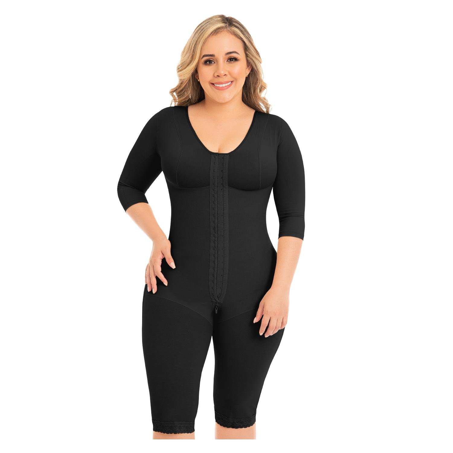 FAJA MUJER FAJAS MYD BY PAOPINK F-0161 LARGA 2 HILERAS DE BROCHES CON MANGAS Y SOSTÉN BEIGE 2XS - 1