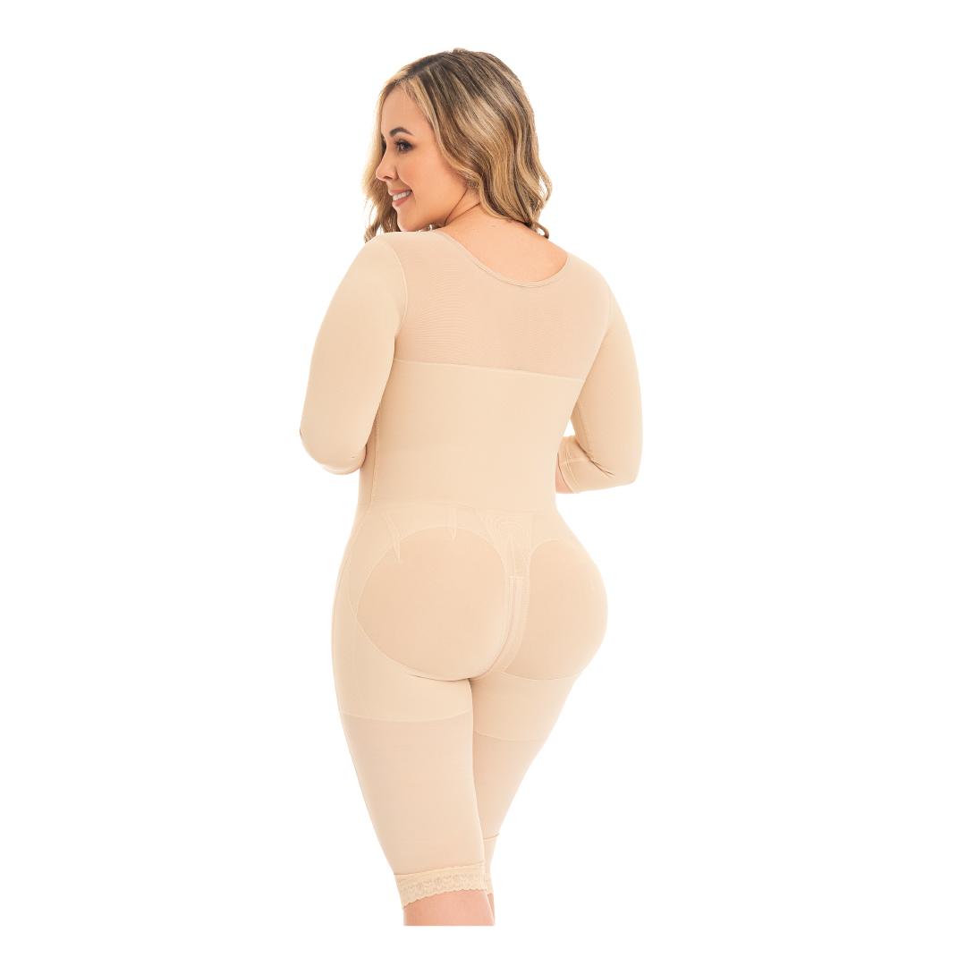 FAJA MUJER FAJAS MYD BY PAOPINK F-0161 LARGA 2 HILERAS DE BROCHES CON MANGAS Y SOSTÉN BEIGE 2XS - 2