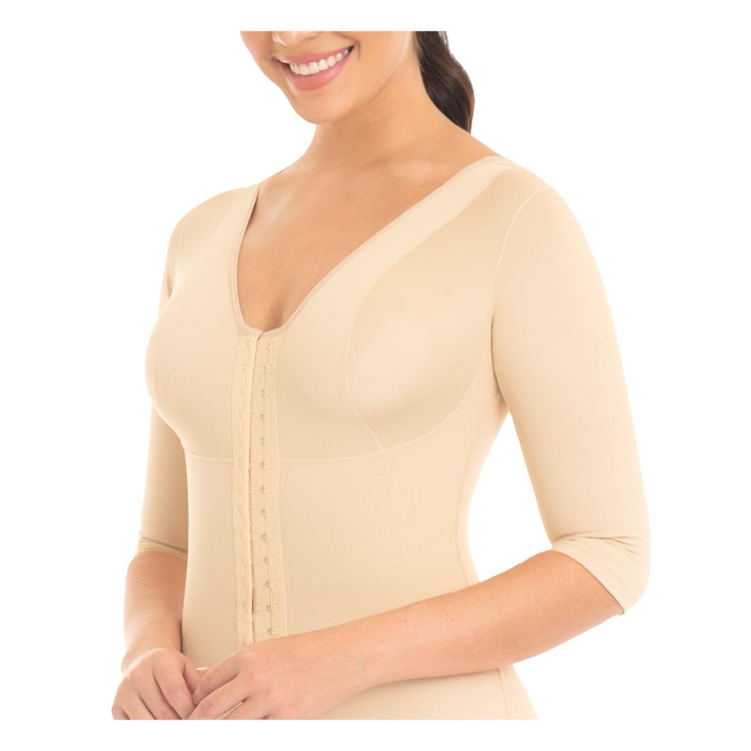FAJA MUJER FAJAS MYD BY PAOPINK F-0161 LARGA 2 HILERAS DE BROCHES CON MANGAS Y SOSTÉN BEIGE 2XS - 3