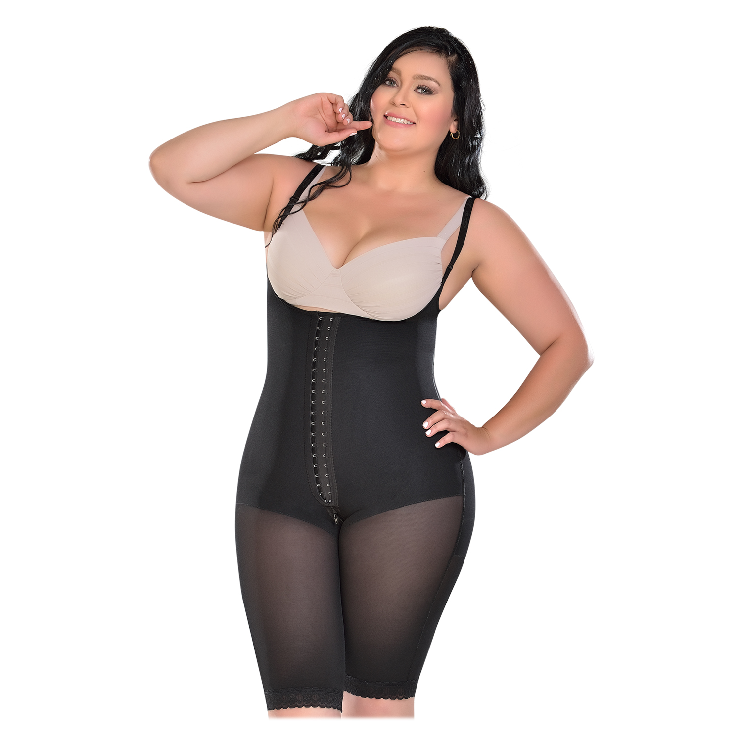 FAJA MUJER FAJAS MYD BY PAOPINK F-0078 LARGA 2 HILERAS DE BROCHES CON BRETEL DELGADO NEGRO 2XL - 1