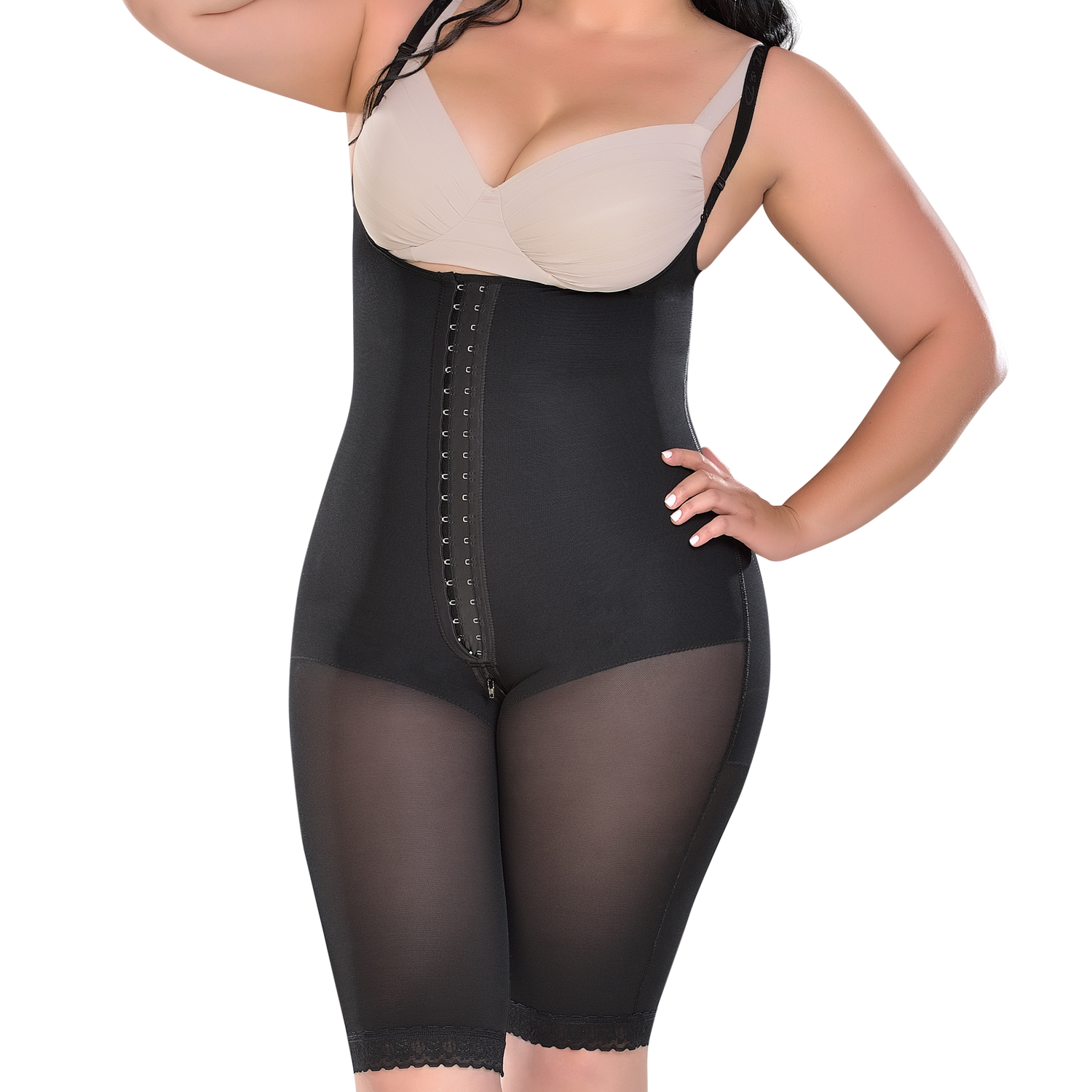 FAJA MUJER FAJAS MYD BY PAOPINK F-0078 LARGA 2 HILERAS DE BROCHES CON BRETEL DELGADO NEGRO 2XL - 2