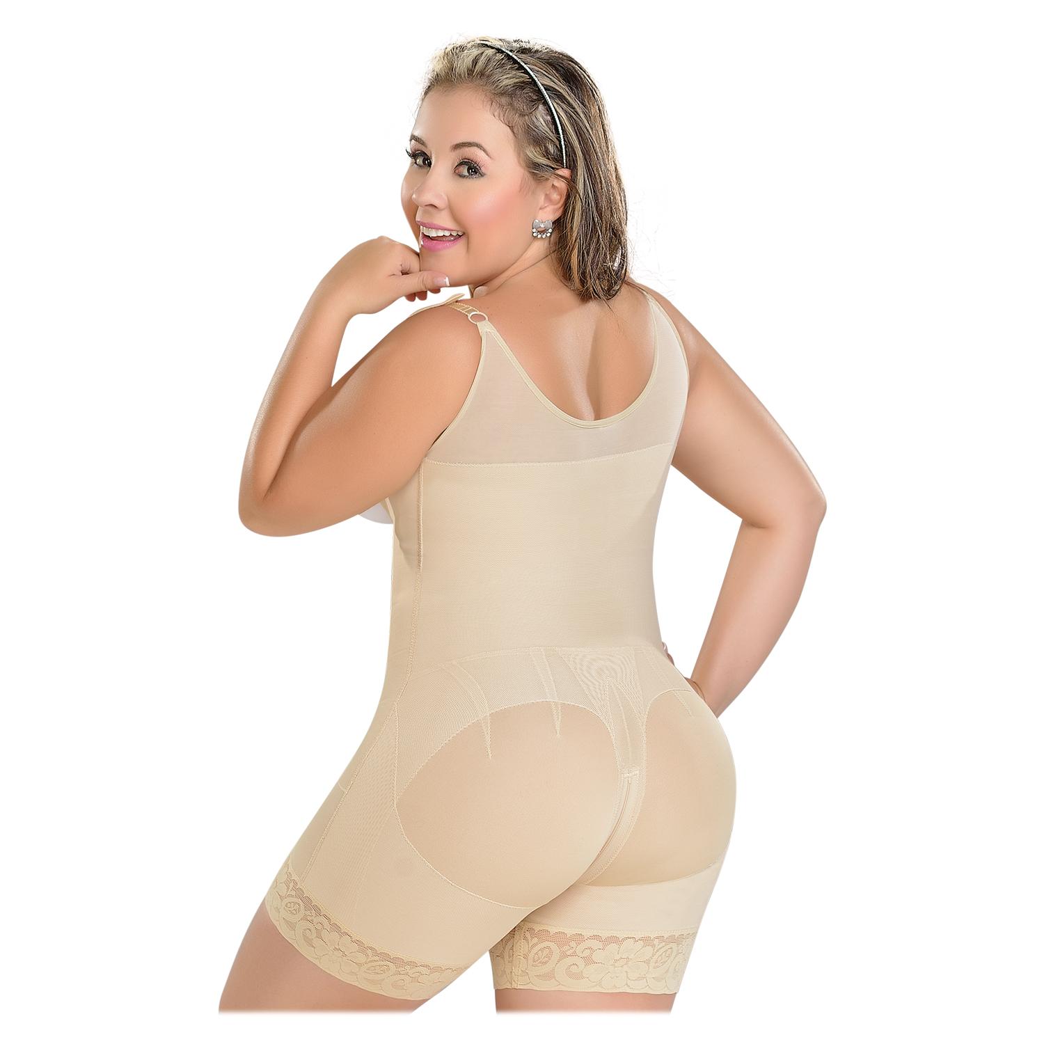 FAJA MEDIA PIERNA MUJER FAJAS MYD BY PAOPINK F-0068 2 HILERAS BROCHES BRETEL DELGADO BEIGE 3XL - 2