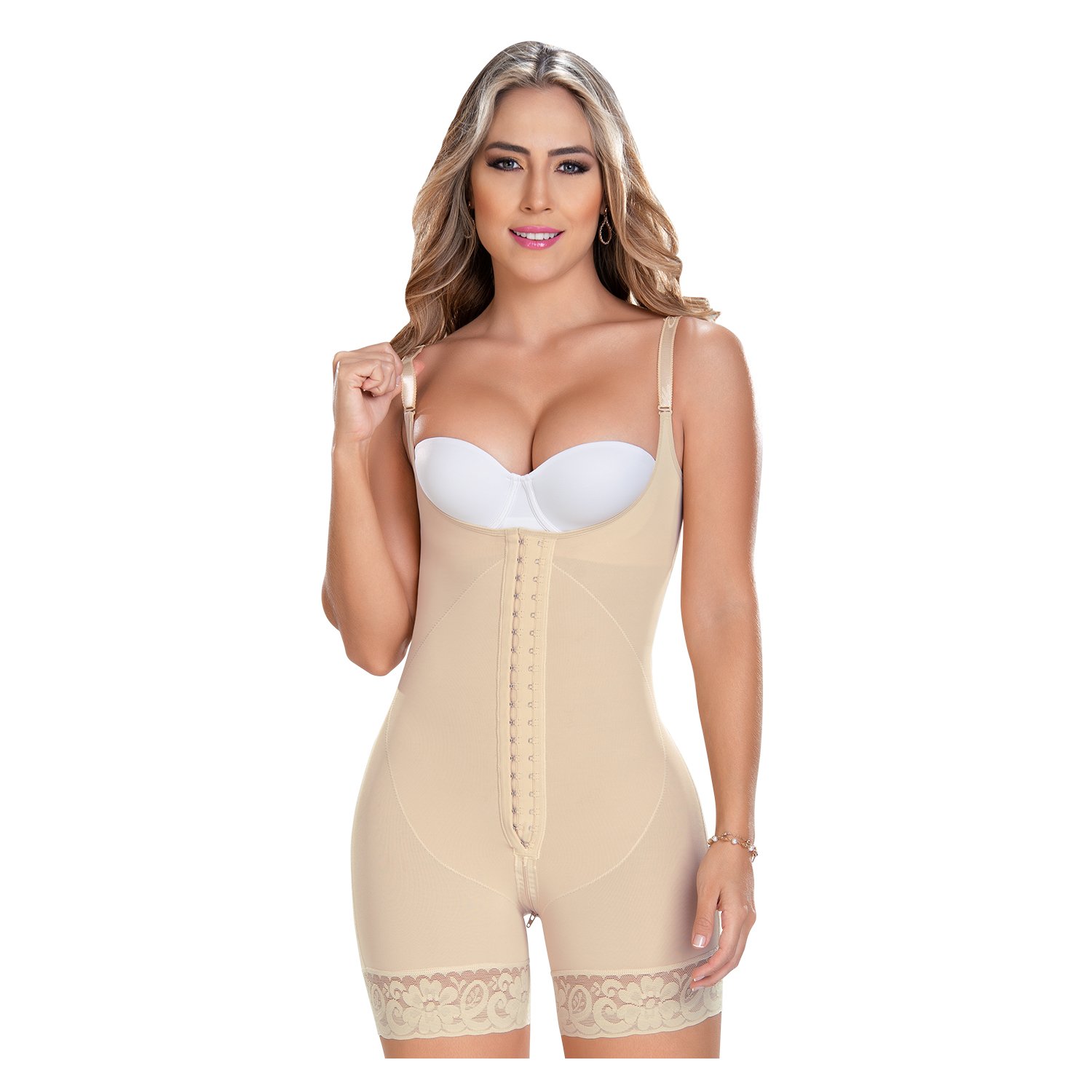 FAJA COLOMBIANA CORTA BEIGE F-0468 MYD - PAOPINK - 1