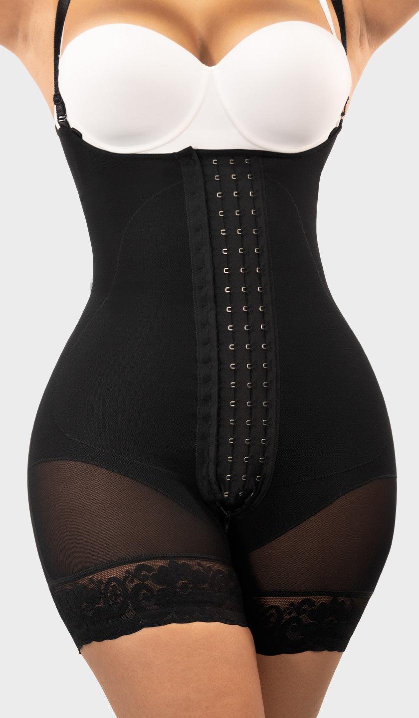 FAJA MUJER MYD BY PAOPINK COLOMBIANA MEDIA PIERNA ALTA COMPRESIÓN 4 HILERAS BROCHES F-00463 3XL - 2