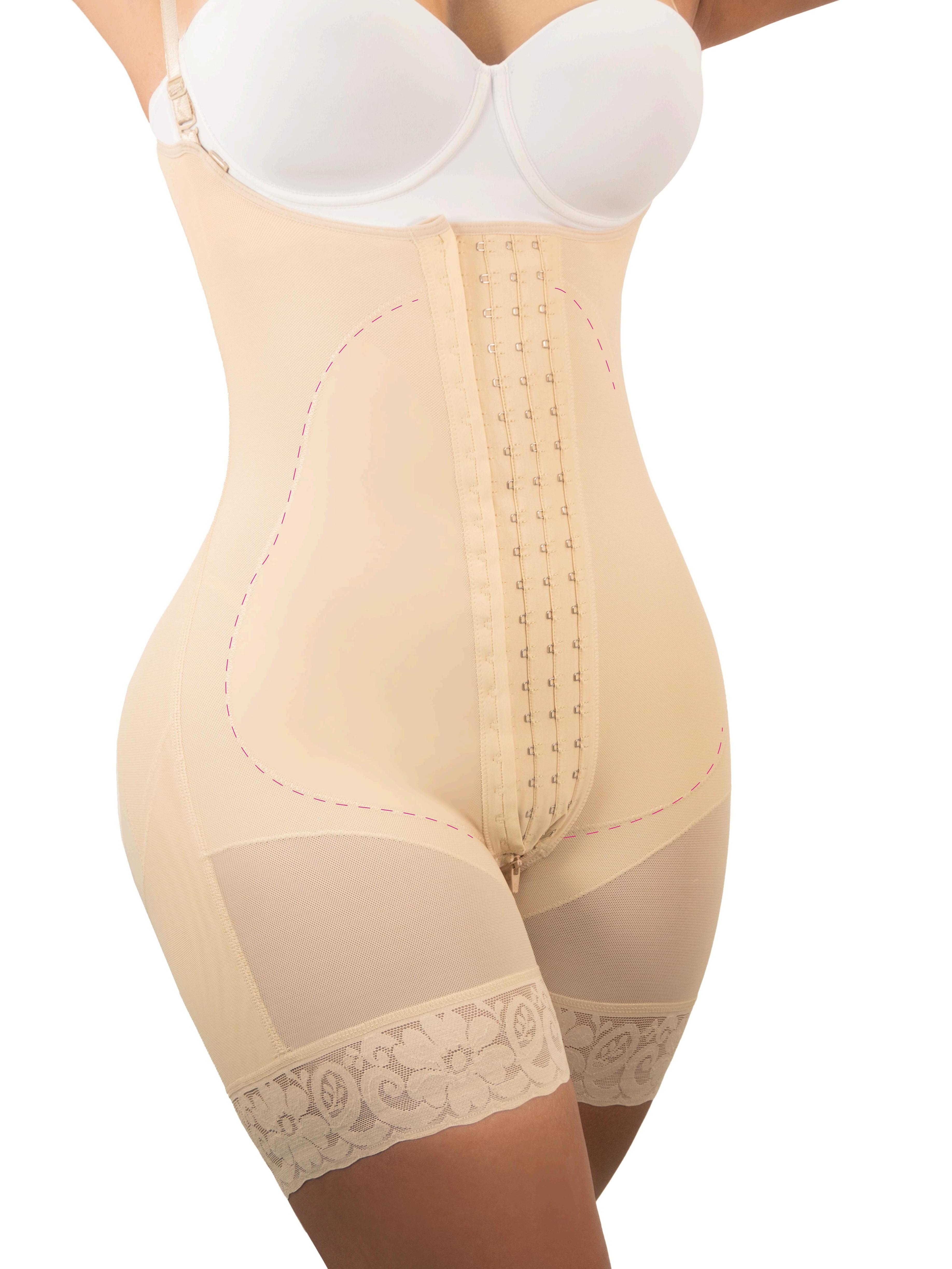 FAJA MUJER MYD BY PAOPINK COLOMBIANA MEDIA PIERNA ALTA COMPRESIÓN 4 HILERAS BROCHES F-00463 3XL - 4