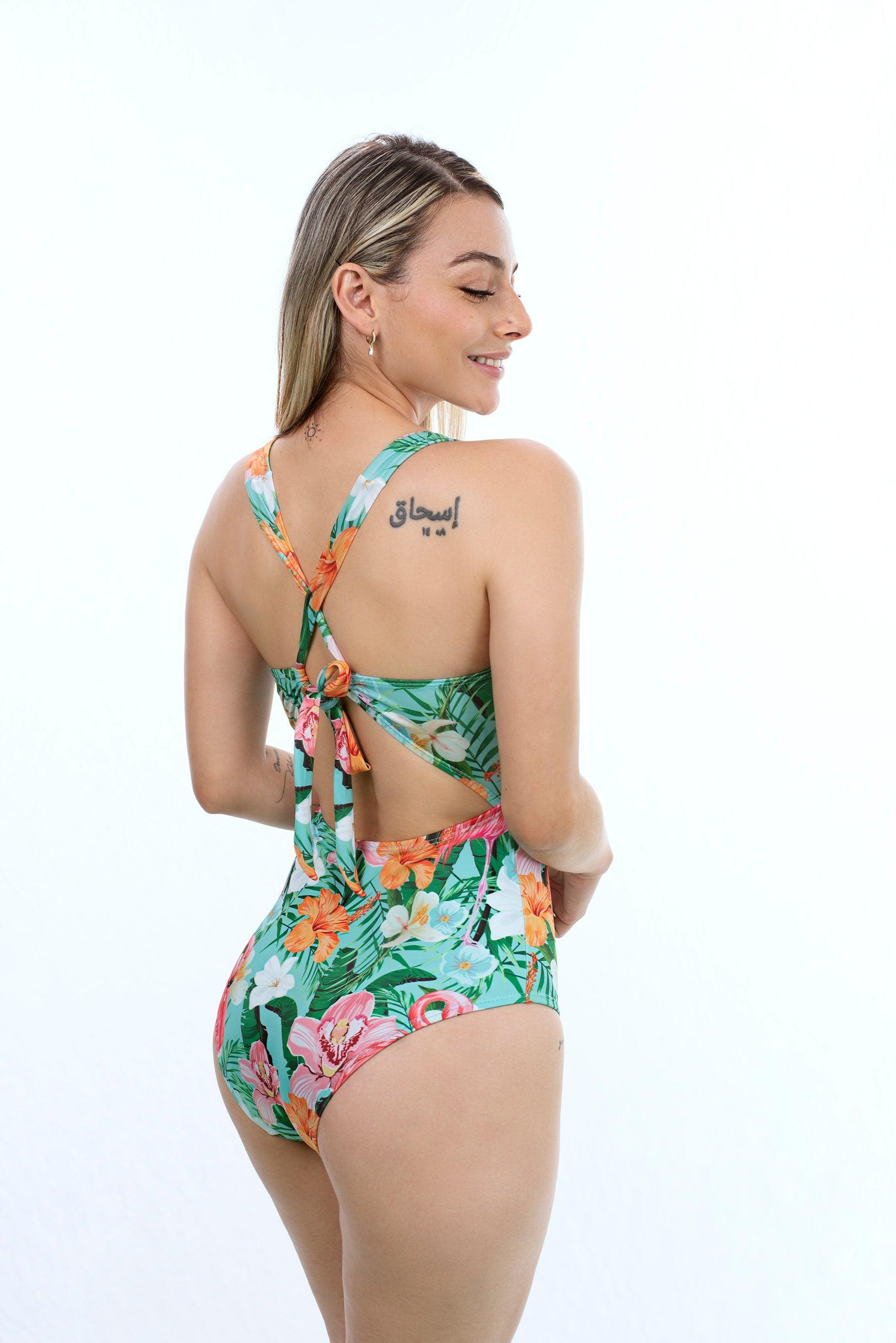 TRAJE DE BAÑO MUJER HABY PAOPINK 7283 COLOMBIANO VERDE TROPICAL - 2