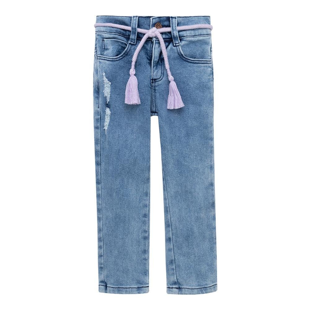 JEAN ALGODÓN NIÑA OFFCORSS INDIGO MEDIO SUPER SKINNY CON CORDÓN DECORATIVO BEBÉ - 1