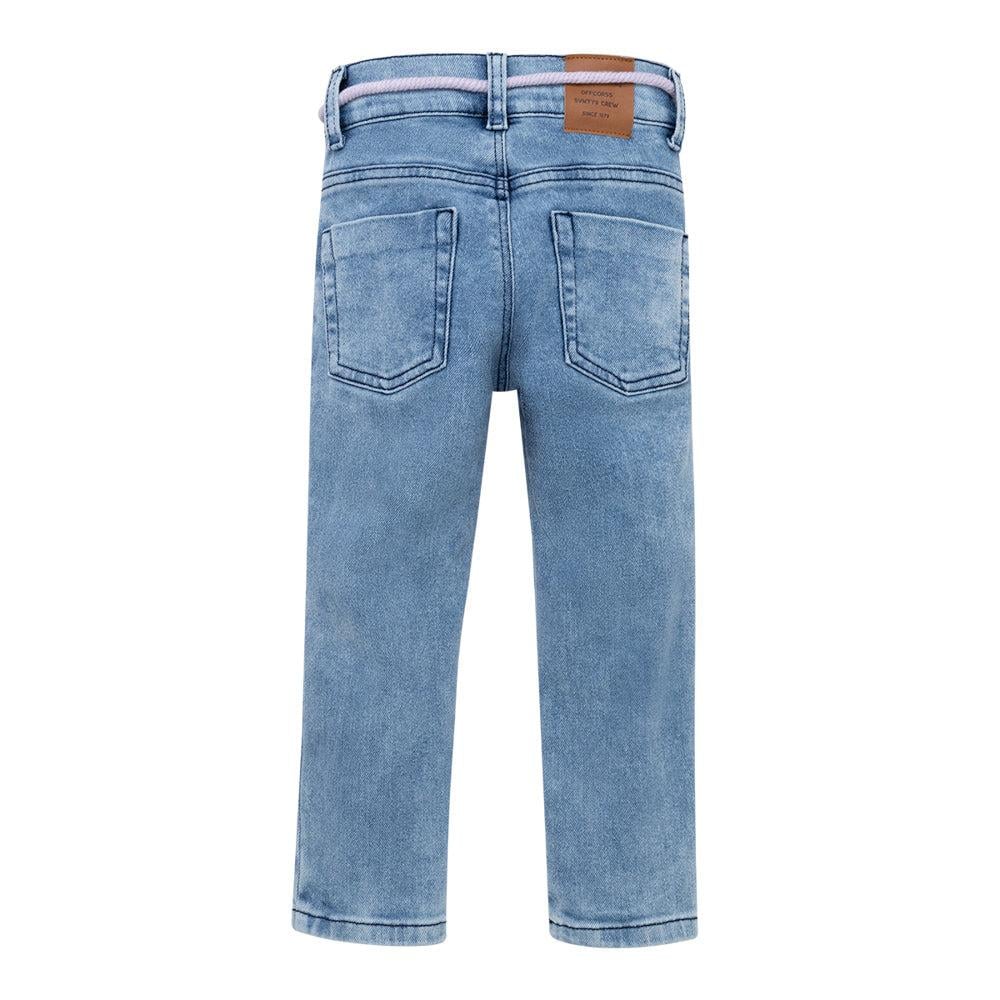 JEAN ALGODÓN NIÑA OFFCORSS INDIGO MEDIO SUPER SKINNY CON CORDÓN DECORATIVO BEBÉ - 2