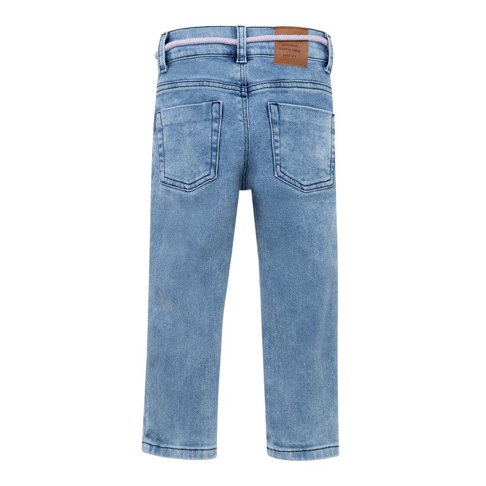 JEAN ALGODÓN NIÑA OFFCORSS INDIGO MEDIO SUPER SKINNY CON CORDÓN DECORATIVO BEBÉ - 2