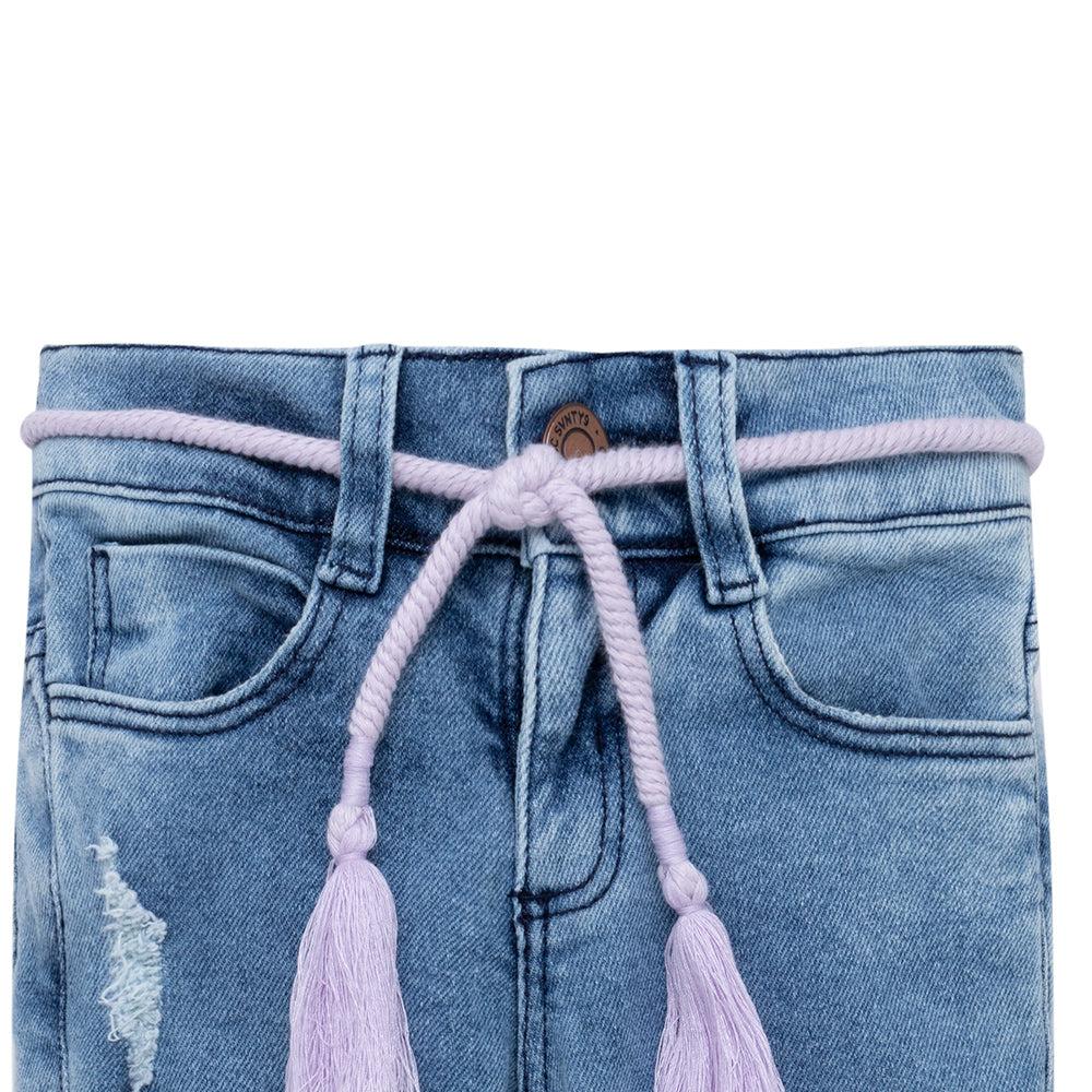 JEAN ALGODÓN NIÑA OFFCORSS INDIGO MEDIO SUPER SKINNY CON CORDÓN DECORATIVO BEBÉ - 3