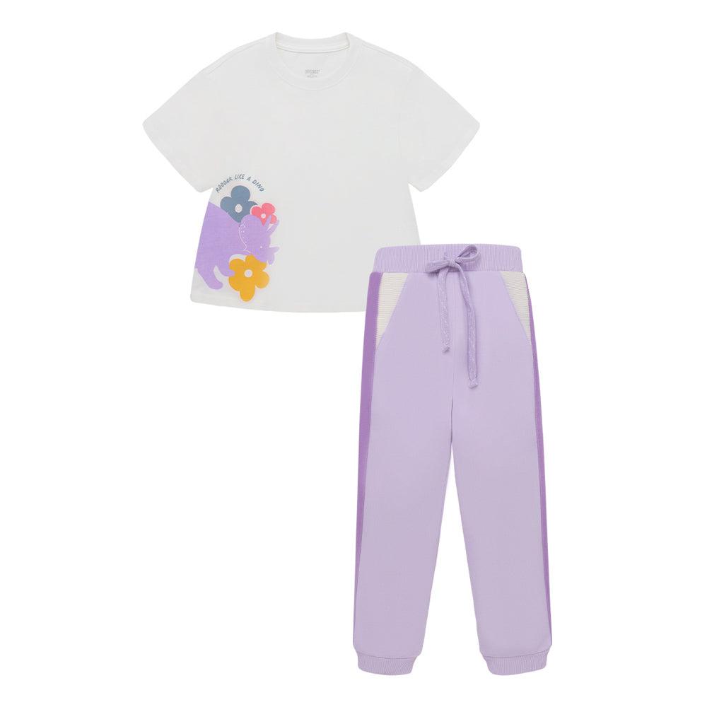 CONJUNTO ALGODON NIÑA OFFCORSS GRIS POLERA PANTALON BUZO BEBE - 1