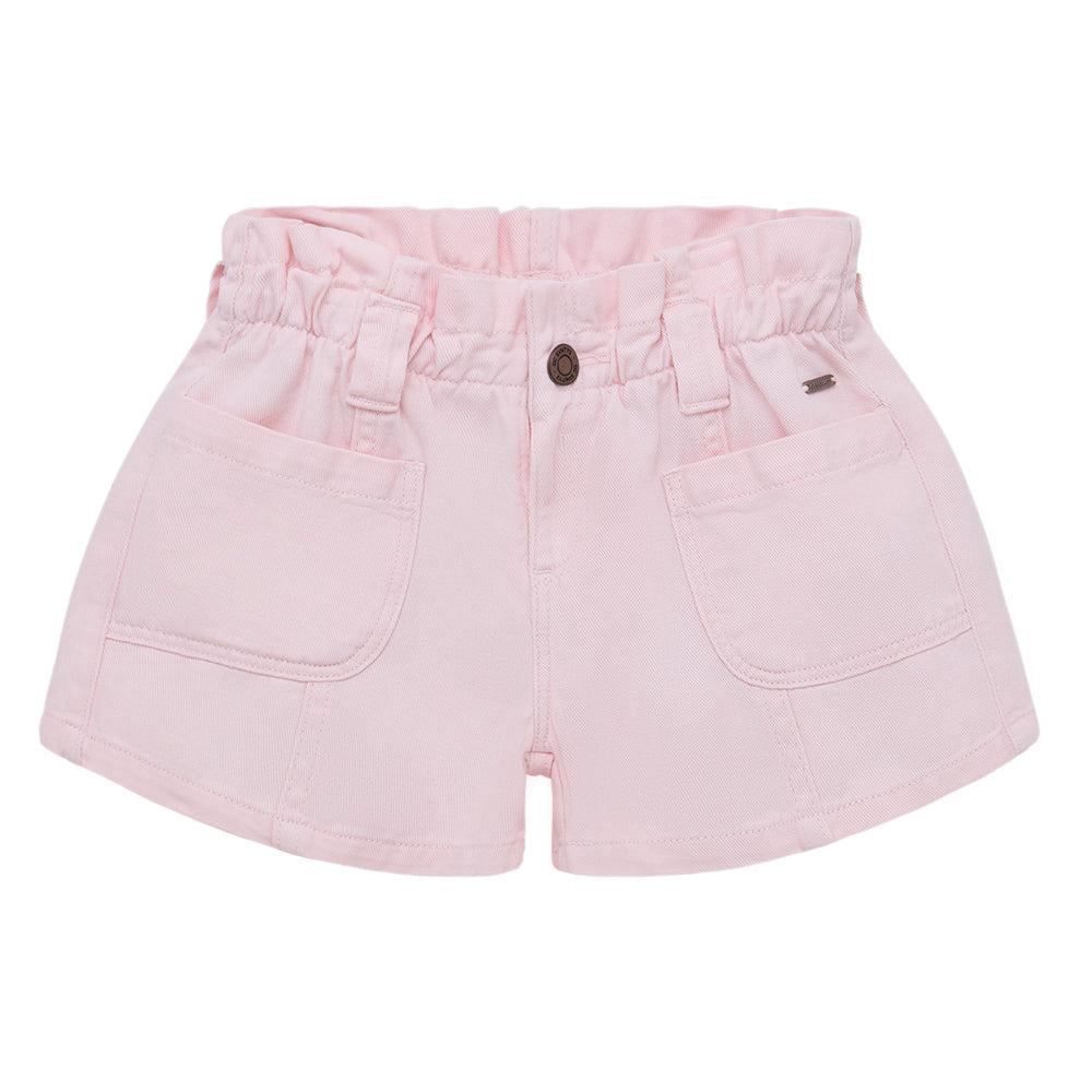 SHORT ALGODÓN NIÑA OFFCORSS ROSA CON PRETINA Y BOLSILLOS BEBÉ - 1