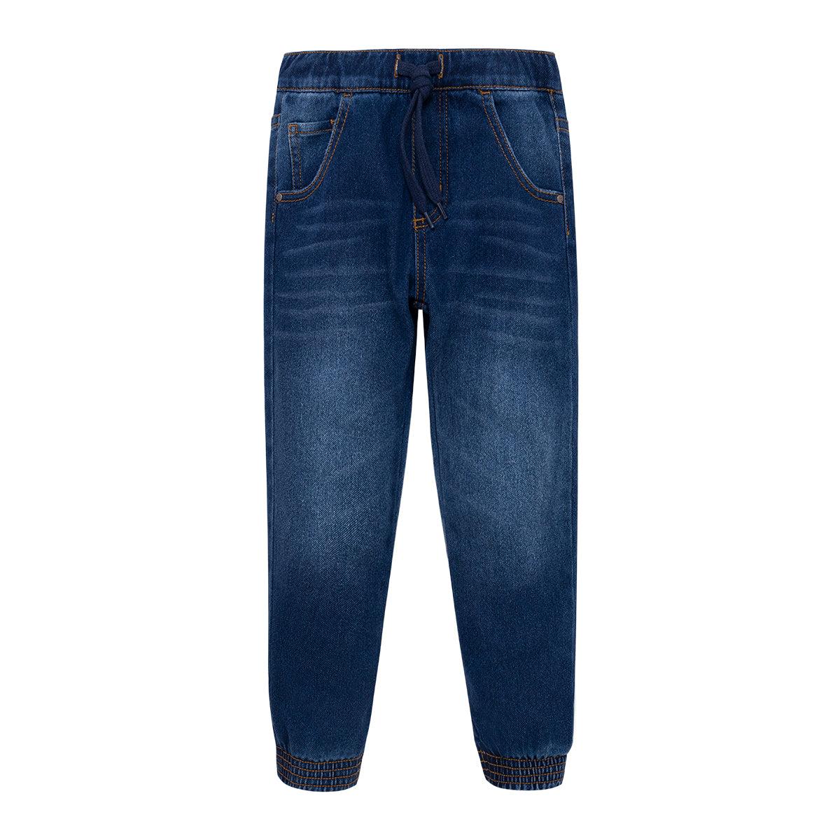 PANTALÓN ALGODÓN NIÑO OFFCORSS INDIGO OSCURO JOGGER EN DENIM CON BOLSILLOS BEBÉ - 1