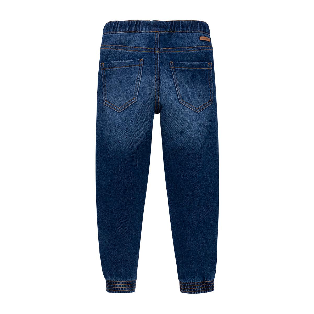 PANTALÓN ALGODÓN NIÑO OFFCORSS INDIGO OSCURO JOGGER EN DENIM CON BOLSILLOS BEBÉ - 2