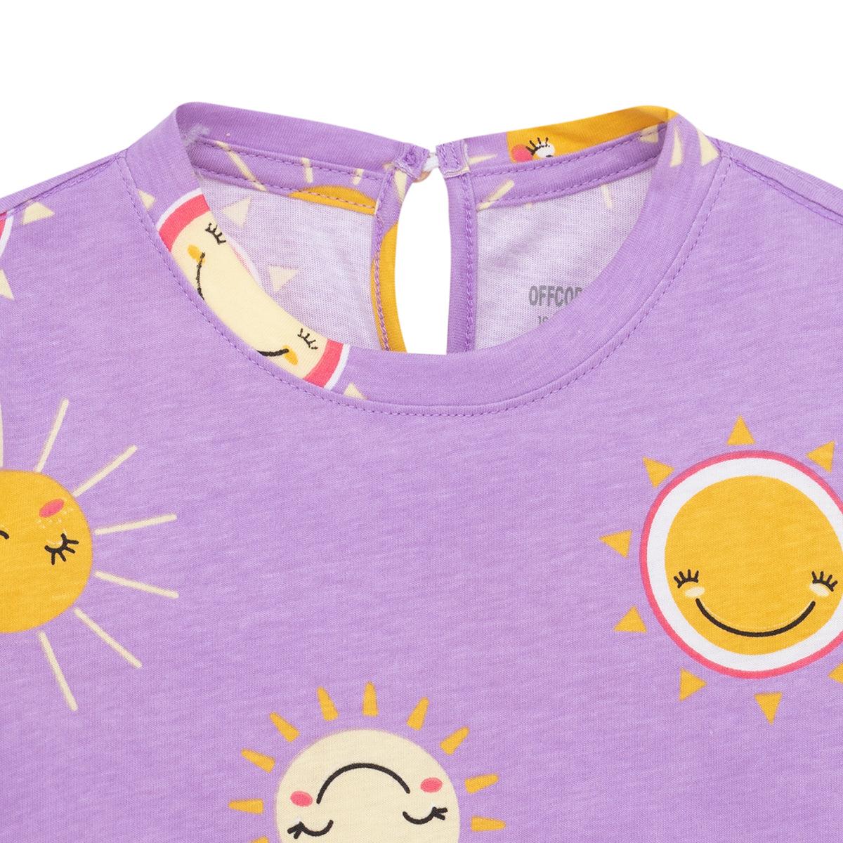 POLERA MANGA CORTA ALGODÓN NIÑA OFFCORSS SOLECITOS CON MANGAS ABOMBADAS PARA BEBÉ - 2